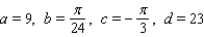 <strong>Scientists sometimes use the formula to simulate temperature variations during the day, with time t in hours, temperature f ( t ) in , and t=0 corresponding to midnight. Assume that f ( t ) is decreasing at midnight. Determine values of a, b, c, and d that fit the information: the high temperature of 32 occurs at 2 P.M., and the average temperature of 23 occurs 6 hours later.</strong> A) B) C) D) E)
