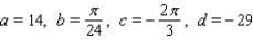 <strong>Scientists sometimes use the formula to simulate temperature variations during the day, with time t in hours, temperature f ( t ) in , and t=0 corresponding to midnight. Assume that f ( t ) is decreasing at midnight. Determine values of a, b, c, and d that fit the information: the high temperature of 29 occurs at 2 P.M., and the average temperature of 21 occurs 6 hours later.</strong> A) B) C) D) E)