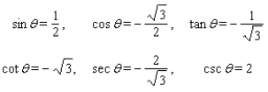 <strong>Use fundamental identities to find the exact values of the trigonometric functions for the given conditions. </strong> A) B) C) D) E)