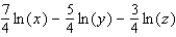 <strong>Express in terms of logarithms of x, y, or z. </strong> A) B) C) D) E)