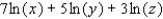 <strong>Express in terms of logarithms of x, y, or z. </strong> A) B) C) D) E)