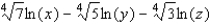 <strong>Express in terms of logarithms of x, y, or z. </strong> A) B) C) D) E)