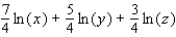 <strong>Express in terms of logarithms of x, y, or z. </strong> A) B) C) D) E)