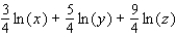 <strong>Express in terms of logarithms of x, y, or z. </strong> A) B) C) D) E)