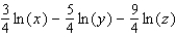 <strong>Express in terms of logarithms of x, y, or z. </strong> A) B) C) D) E)