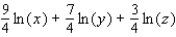 <strong>Express in terms of logarithms of x, y, or z. </strong> A) B) C) D) E)
