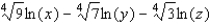 <strong>Express in terms of logarithms of x, y, or z. </strong> A) B) C) D) E)