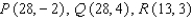Find an equation for the parabola that has a horizontal axis and passes through the given points.