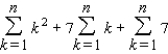 <strong>Express the sum in terms of n. (Hint: Use the theorem on sums to write the sum as . Next, use the following formulas and the theorem on the sum of a constant.)</strong> A) B) C) D) E)