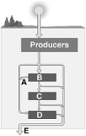 <strong> The following questions refer to the figure above. Decomposers are indicated by</strong> A) A. B) B. C) C. D) D. E) E.
