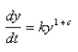 Let c be a positive number.A differential equation of the form where is a positive constant, is called because the exponent in the expression is larger than the exponent 1for natural growth.An especially prolific breed of rabbits has the growth term If such rabbits breed initially and the warren has rabbits after months, then when is doomsday?