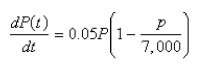 <strong>Select the correct Answer: for each question. Suppose that a population grows according to a logistic model with carrying capacity and per year.Choose the logistic differential equation for these data.</strong> A) B) C) D) E)