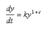 Let c be a positive number.A differential equation of the form where is a positive constant is called a because the exponent in the expression is larger than the exponent 1 for natural growth.An especially prolific breed of rabbits has the growth term such rabbits breed initially and the warren has rabbits after months, then when is doomsday?