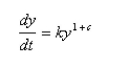   be a positive number.A differential equation of the form   where   is a positive constant is called   because the exponent in the expression   is larger than the exponent 1 for natural growth.An especially prolific breed of rabbits has the growth term   If   such rabbits breed initially and the warren has   rabbits after   months, then when is doomsday? Select the correct Answer
