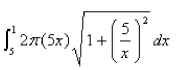 <strong>Select the correct Answer for each question. Set up, but do not evaluate, an integral for the area of the surface obtained by rotating the curve about the x-axis on the interval </strong> A) B) C) D) E)