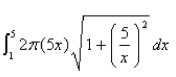 <strong>Select the correct Answer for each question. Set up, but do not evaluate, an integral for the area of the surface obtained by rotating the curve about the x-axis on the interval </strong> A) B) C) D) E)
