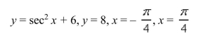 Select the correct Answer for each question. -Sketch the region bounded by the graphs of the given equations and find the area of that region.