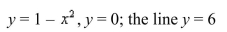 Find the volume of the solid generated by revolving the region bounded by the graphs of the equations about the indicated line.Select the correct Answer