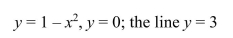 Find the volume of the solid generated by revolving the region bounded by the graphs of the equations about the indicated line.