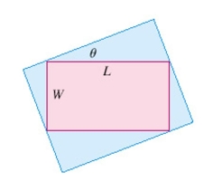 Find the maximum area of a rectangle that can be circumscribed about a given rectangle with length and width W
