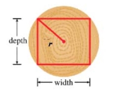 <strong>A rectangular beam will be cut from a cylindrical log of radius inches.Suppose that the strength of a rectangular beam is proportional to the product of its width and the square of its depth.Find the dimensions of the strongest beam that can be cut from the cylindrical log. </strong> A) B) C) D) E)