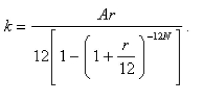 The size of the monthly repayment that amortizes a loan of A dollars in N years at an interest rate of r per year, compounded monthly, on the unpaid balance is given by The value of r can be found by performing the iteration A family secured a loan of $360,000 from a bank to finance the purchase of a house.They have agreed to repay the loan in equal monthly installments of $2342 over 25 years.Find the interest rate on this loan.Round the rate to one decimal place.