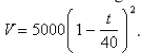 If a tank holds 5000 gallons of water, and that water can drain from the tank in 40 minutes, then Torricelli's Law gives the volume of water remaining in the tank after minutes as Find the rate at which water is draining from the tank after minutes.