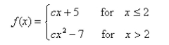 <strong>Select the correct Answer for each question. For what value of the constant is the function continuous on </strong> A) B) C) D) E)
