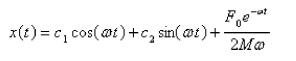 <strong>Suppose a spring has mass M and spring constant k and let Suppose that the damping constant is so small that the damping force is negligible.If an external force is applied (the applied frequency equals the natural frequency), use the method of undetermined coefficients to find the equation that describes the motion of the mass.</strong> A) B) C) D) E)