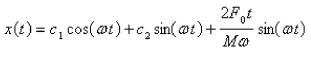<strong>Suppose a spring has mass M and spring constant k and let Suppose that the damping constant is so small that the damping force is negligible.If an external force is applied (the applied frequency equals the natural frequency), use the method of undetermined coefficients to find the equation that describes the motion of the mass.</strong> A) B) C) D) E)