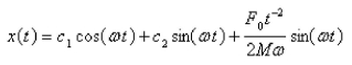 <strong>Suppose a spring has mass M and spring constant k and let Suppose that the damping constant is so small that the damping force is negligible.If an external force is applied (the applied frequency equals the natural frequency), use the method of undetermined coefficients to find the equation that describes the motion of the mass.</strong> A) B) C) D) E)