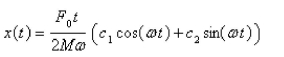 <strong>Suppose a spring has mass M and spring constant k and let Suppose that the damping constant is so small that the damping force is negligible.If an external force is applied (the applied frequency equals the natural frequency), use the method of undetermined coefficients to find the equation that describes the motion of the mass.</strong> A) B) C) D) E)