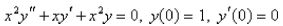 <strong>The solution of the initial-value problem is called a Bessel function of order 0.Solve the initial - value problem to find a power series expansion for the Bessel function.</strong> A) B) C) D) E)