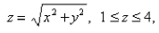 Find the moment of inertia about the z-axis of a thin funnel in the shape of a cone if its density function is
