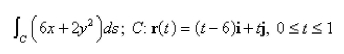 <strong>Select the correct Answer for each question. Evaluate the line integral over the given curve C. </strong> A)28 B) C) D)