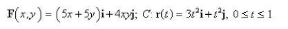 Find the work done by the force field F on a particle that moves along the curve C.Select the correct Answer  