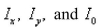 Find the mass and the moments of inertia and the radii of gyration for the lamina occupying the region R, where R is the region bounded by the graphs of the equations and having the mass density