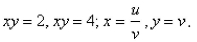 Use the given transformation to evaluate the integral. where R is the region in the first quadrant bounded by the lines and the hyperbolas Select the correct Answer