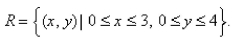 An electric charge is spread over a rectangular region Find the total charge on R if the charge density at a point in R (measured in coulombs per square meter) is Select the correct Answer
