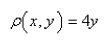 Find the center of mass of the lamina that occupies the region D and has the given density function, if D is bounded by the parabola and the x-axis.