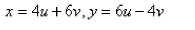 Use the given transformation to evaluate the integral. where R is the square with vertices (0, 0), (4, 6), (10, 2) and