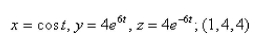 Find parametric equations for the tangent line to the curve with the given parametric equations at the specified point.