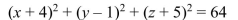 <strong>Select the correct Answer: for each question. Find the standard equation of the sphere with center C and radius r. </strong> A) B) C) D)