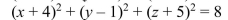 <strong>Select the correct Answer: for each question. Find the standard equation of the sphere with center C and radius r. </strong> A) B) C) D)