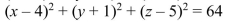 <strong>Select the correct Answer: for each question. Find the standard equation of the sphere with center C and radius r. </strong> A) B) C) D)