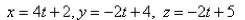 <strong>Select the correct Answer: for each question. Find parametric equations for the line through the point that is parallel to the plane and perpendicular to the line </strong> A) B) C) D) E)