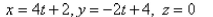 <strong>Select the correct Answer: for each question. Find parametric equations for the line through the point that is parallel to the plane and perpendicular to the line </strong> A) B) C) D) E)