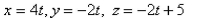 <strong>Select the correct Answer: for each question. Find parametric equations for the line through the point that is parallel to the plane and perpendicular to the line </strong> A) B) C) D) E)