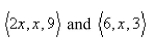 Find the values of x such that the vectors are orthogonal.Select the correct Answer