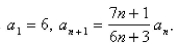 The terms of a series are defined recursively by the equations Determine whether converges or diverges.
